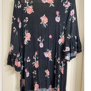 Bell Sleeve Flower Blouse